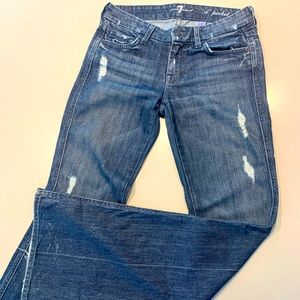 7 For All Mankind Lexie Petite Distressed Flare Dark Wash Jeans